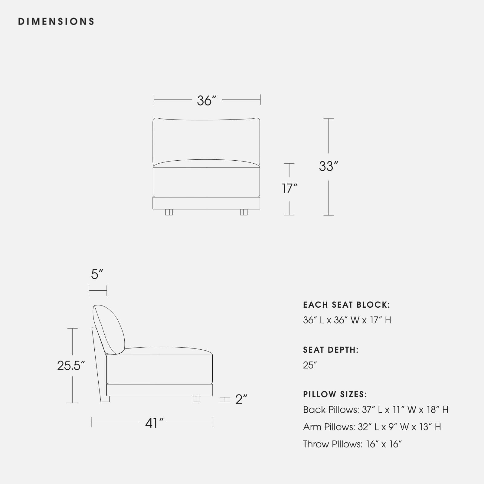 Modular Bondi Latte Armless Chair in Blush | Classic Blend - Image 6