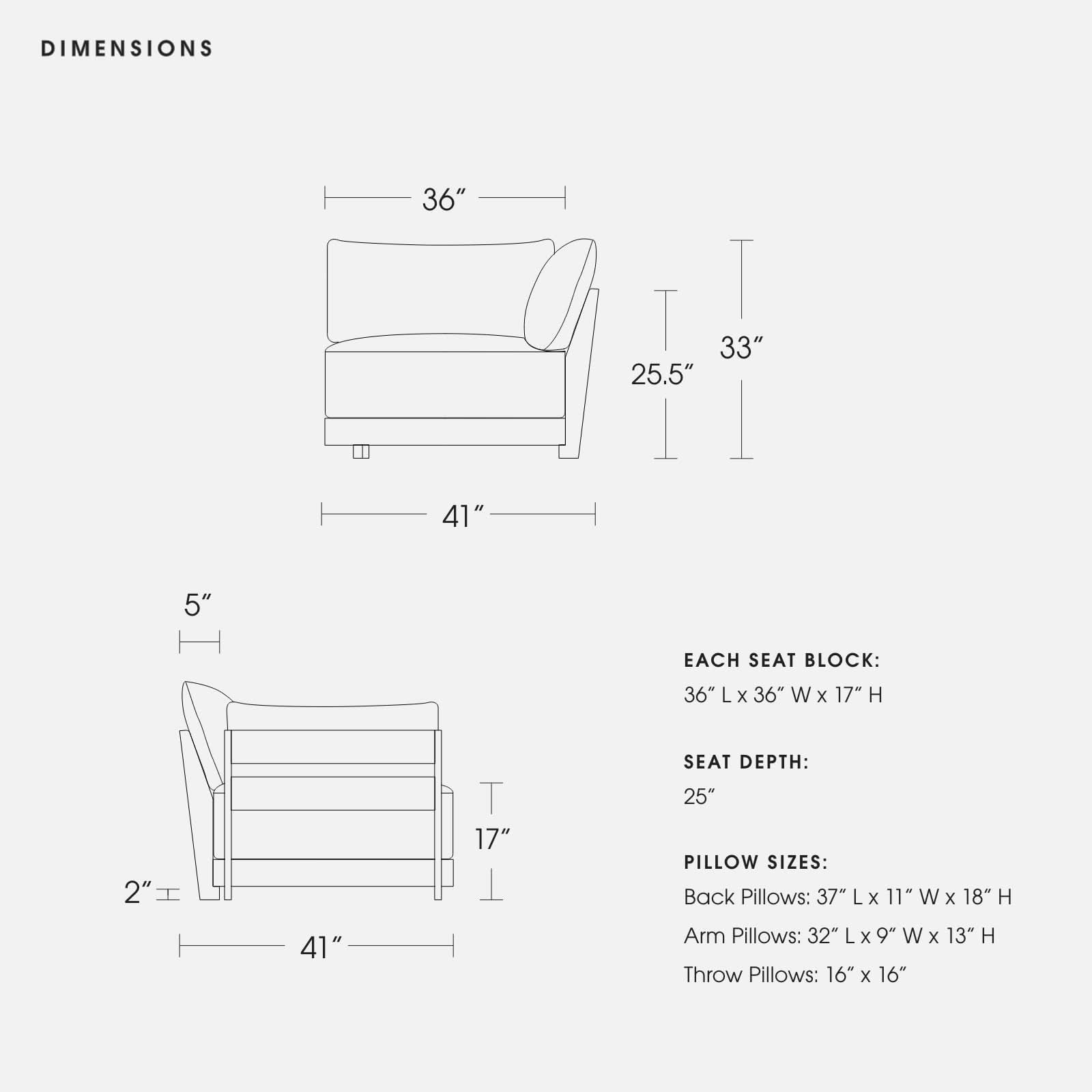 Modular Bondi Black Corner Chair in Blush | Memory Foam Blend - Image 6